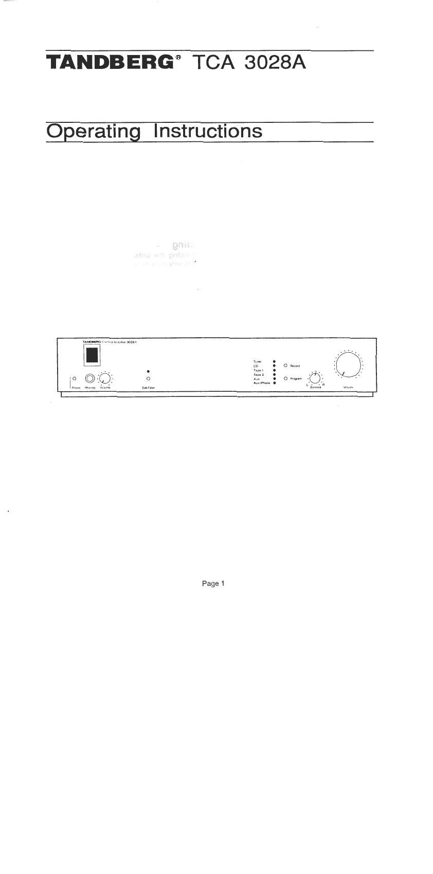 Tandberg TCA 3028 A Owners Manual