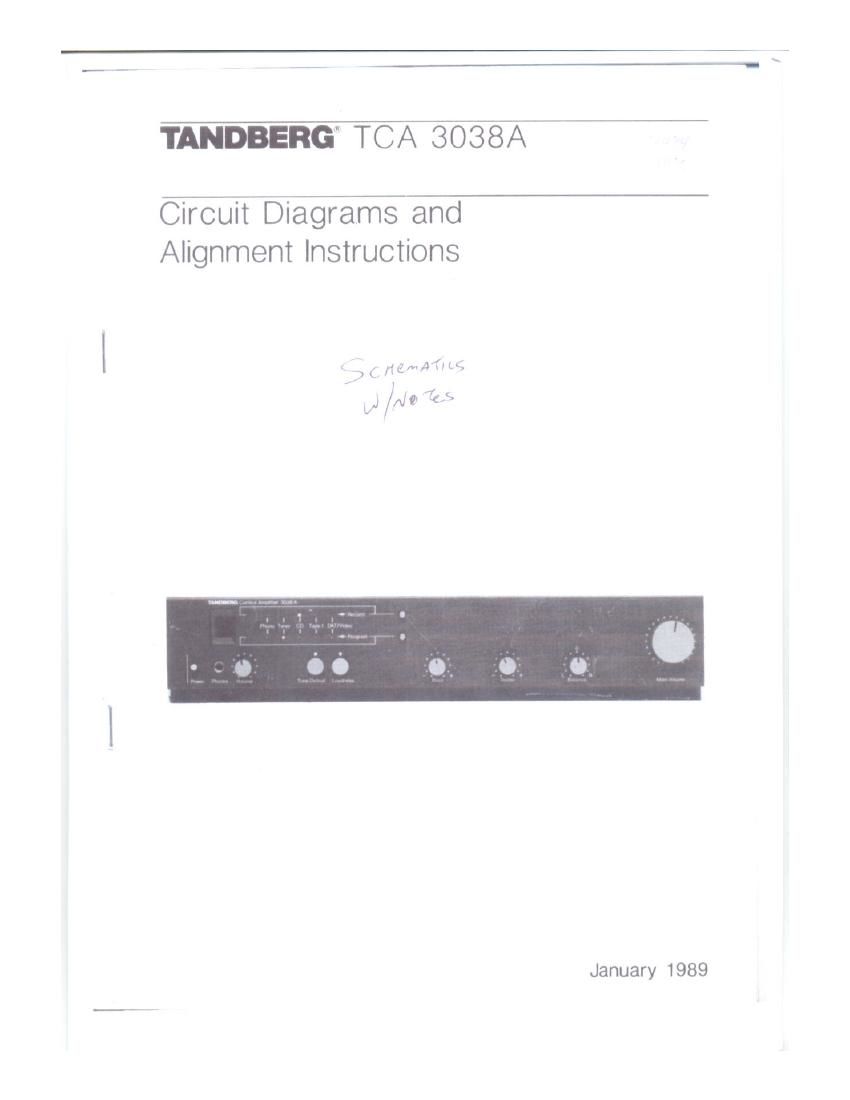 Tandberg TCA 3038 A Service Manual