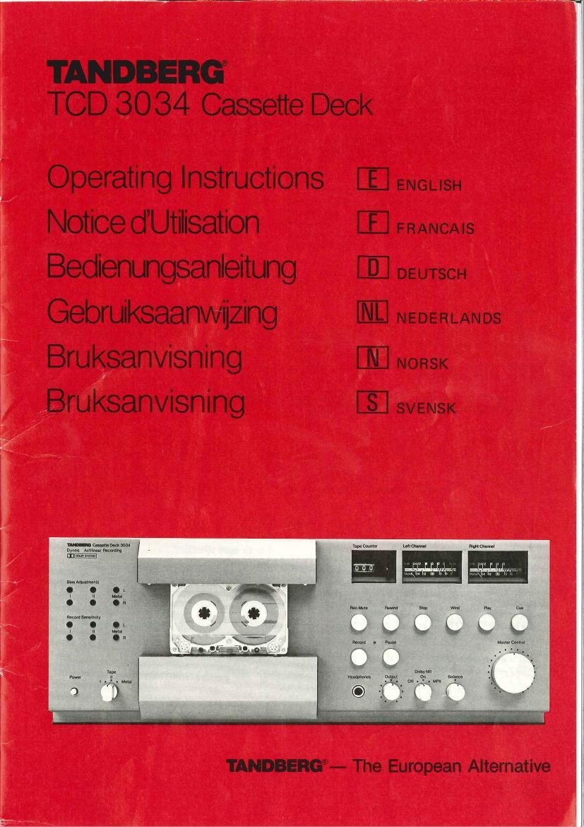 Tandberg TCD 3034 Owners Manual