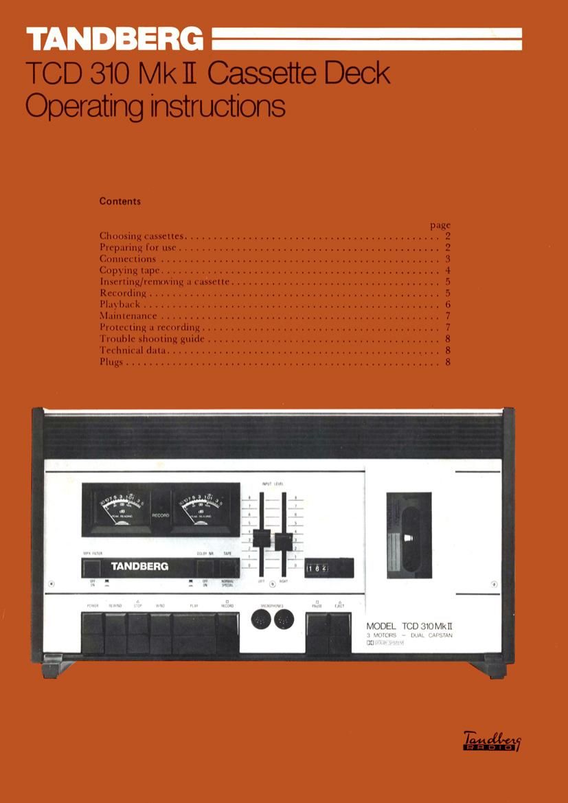 Tandberg TCD 310 Mk2 Owners Manual 2