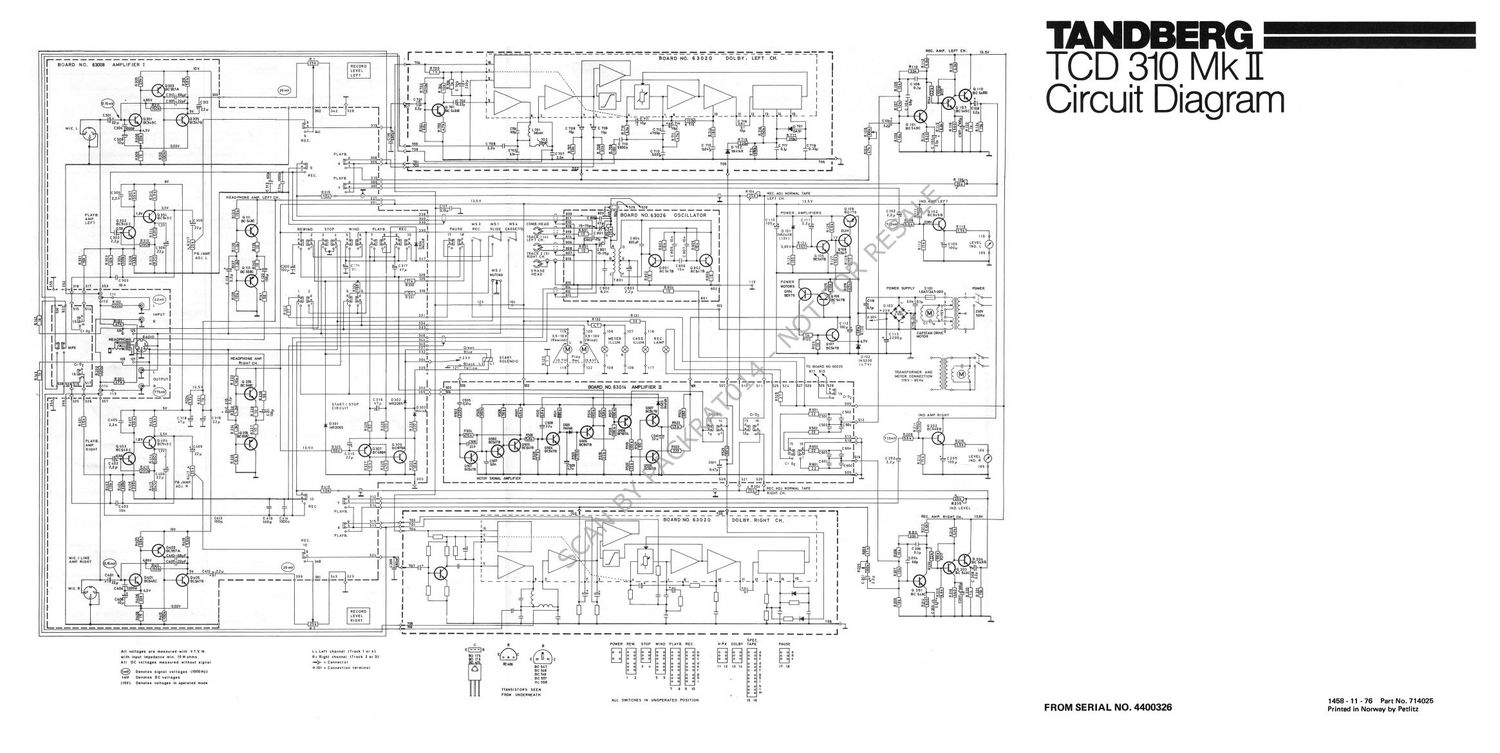 Tandberg TCD 310 Mk2 Stereo Schematic