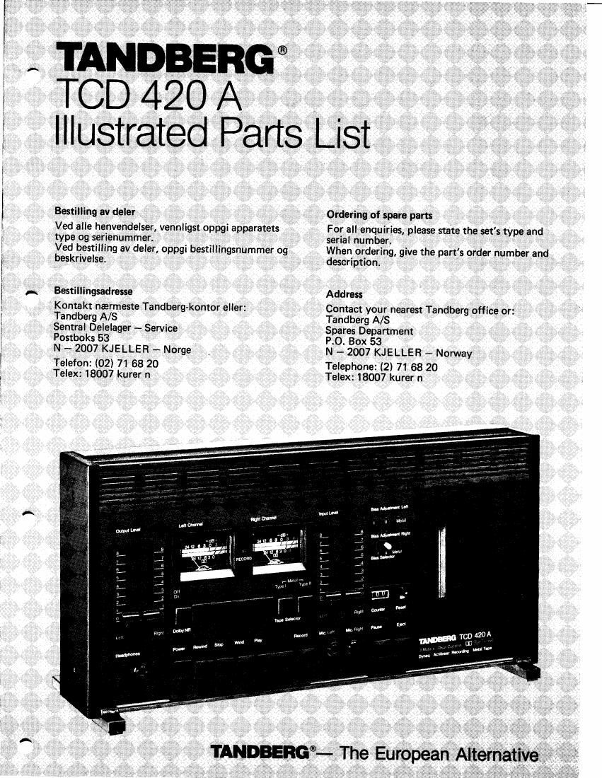 Tandberg TCD 420 A Service Manual