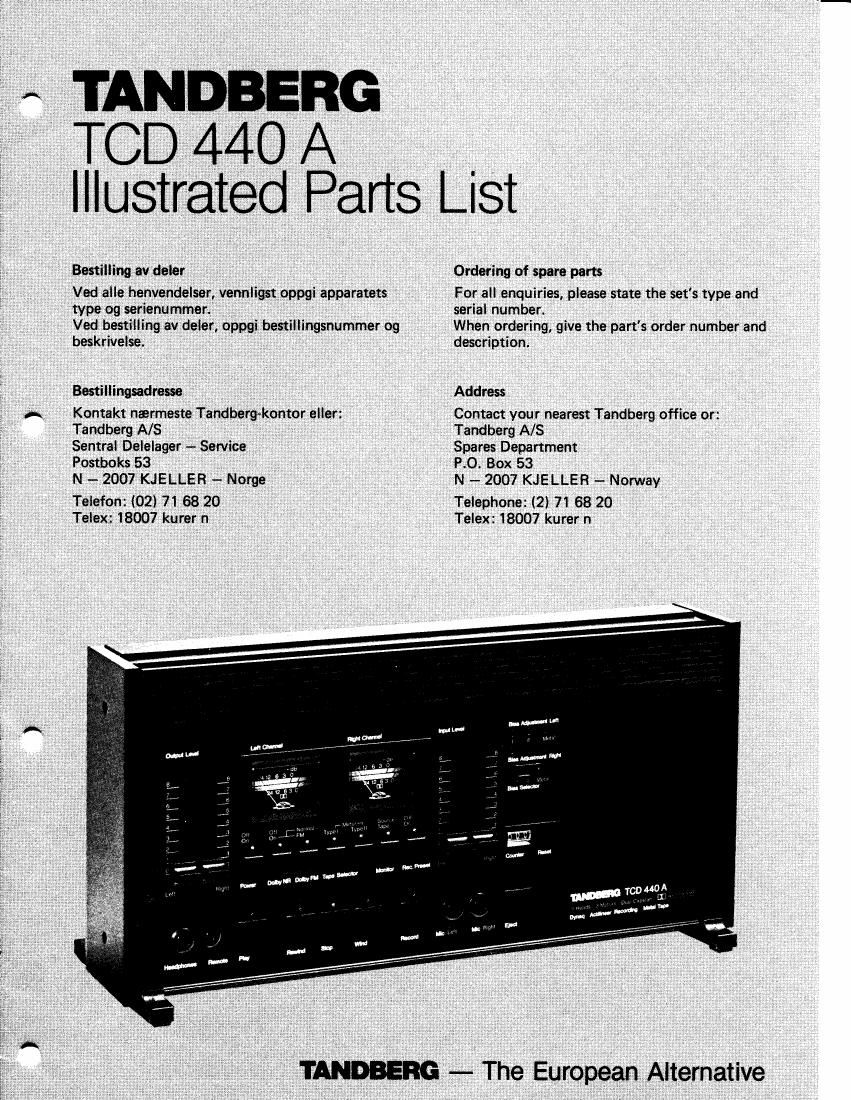 Tandberg TCD 440 A Service Manual