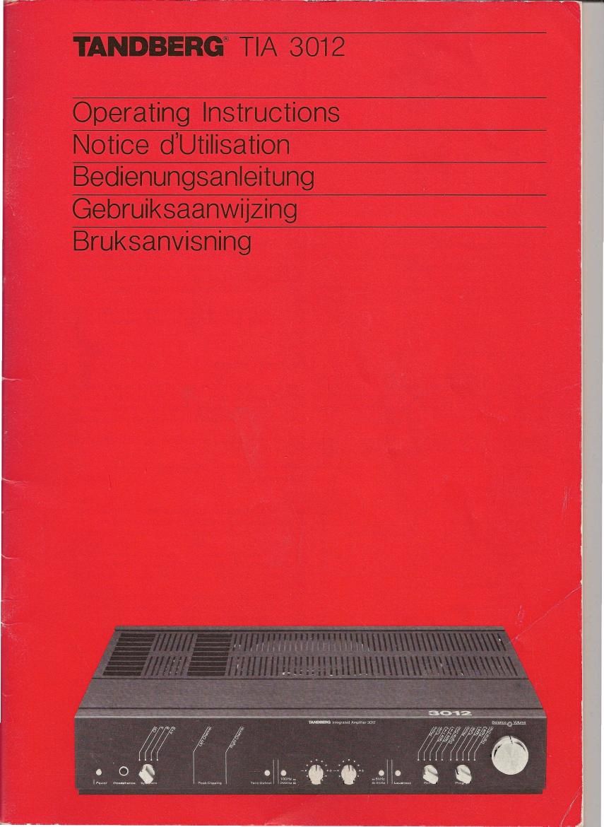 Tandberg TIA 3012 Owners Manual