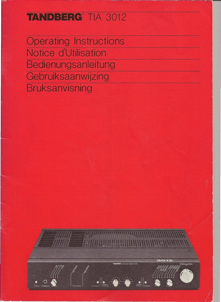 Tandberg TIA 3012 Owners Manual