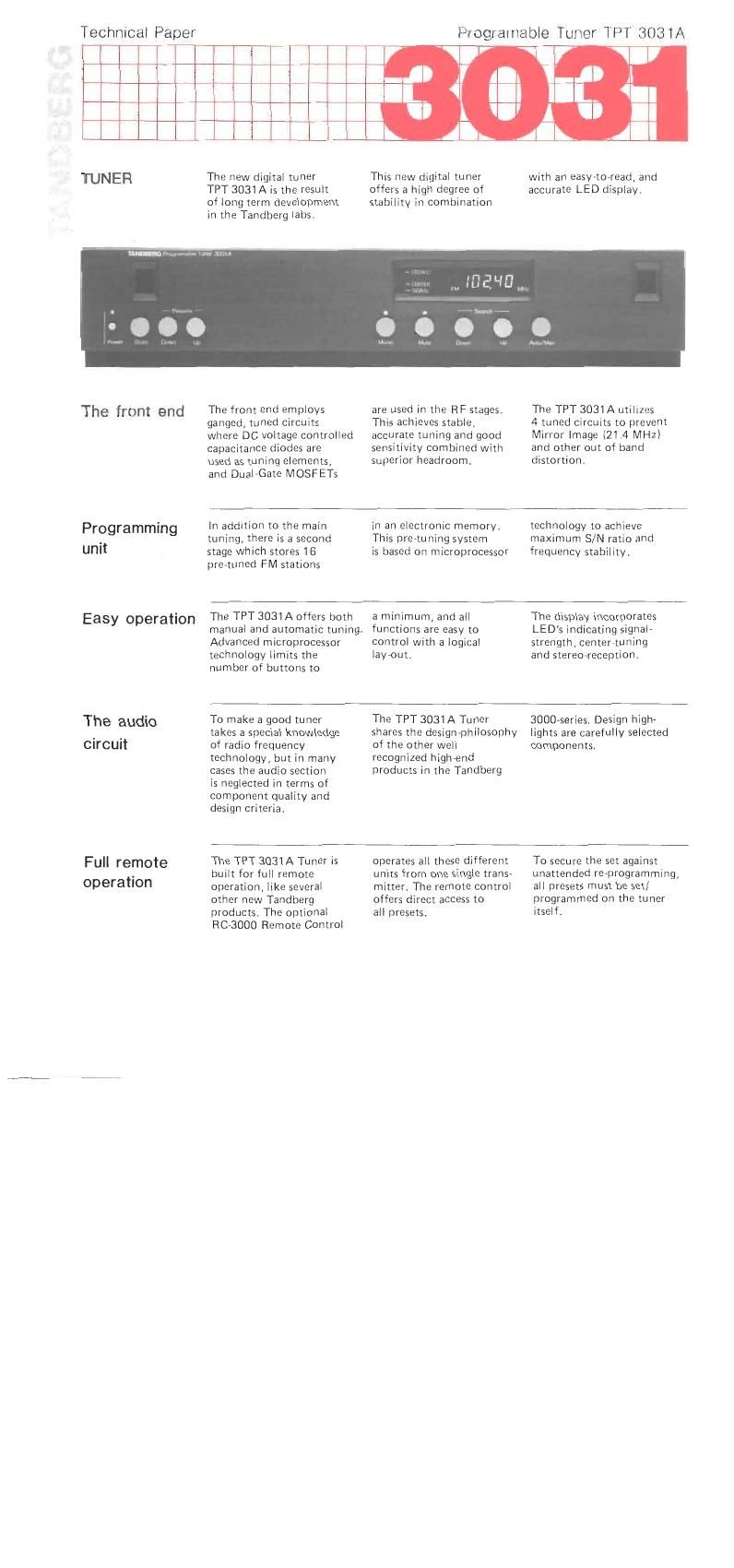 Tandberg TPT 3031 A Brochure