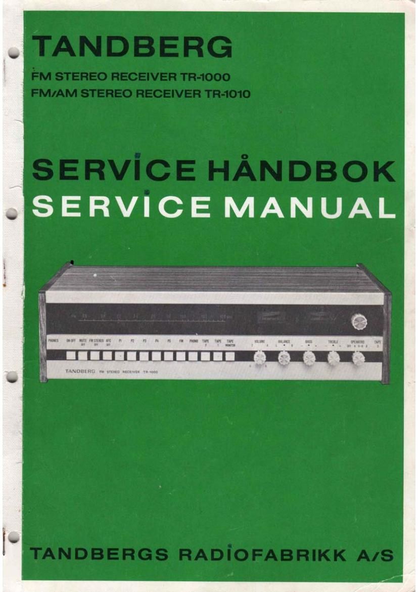 Tandberg TR 1000 Service Manual