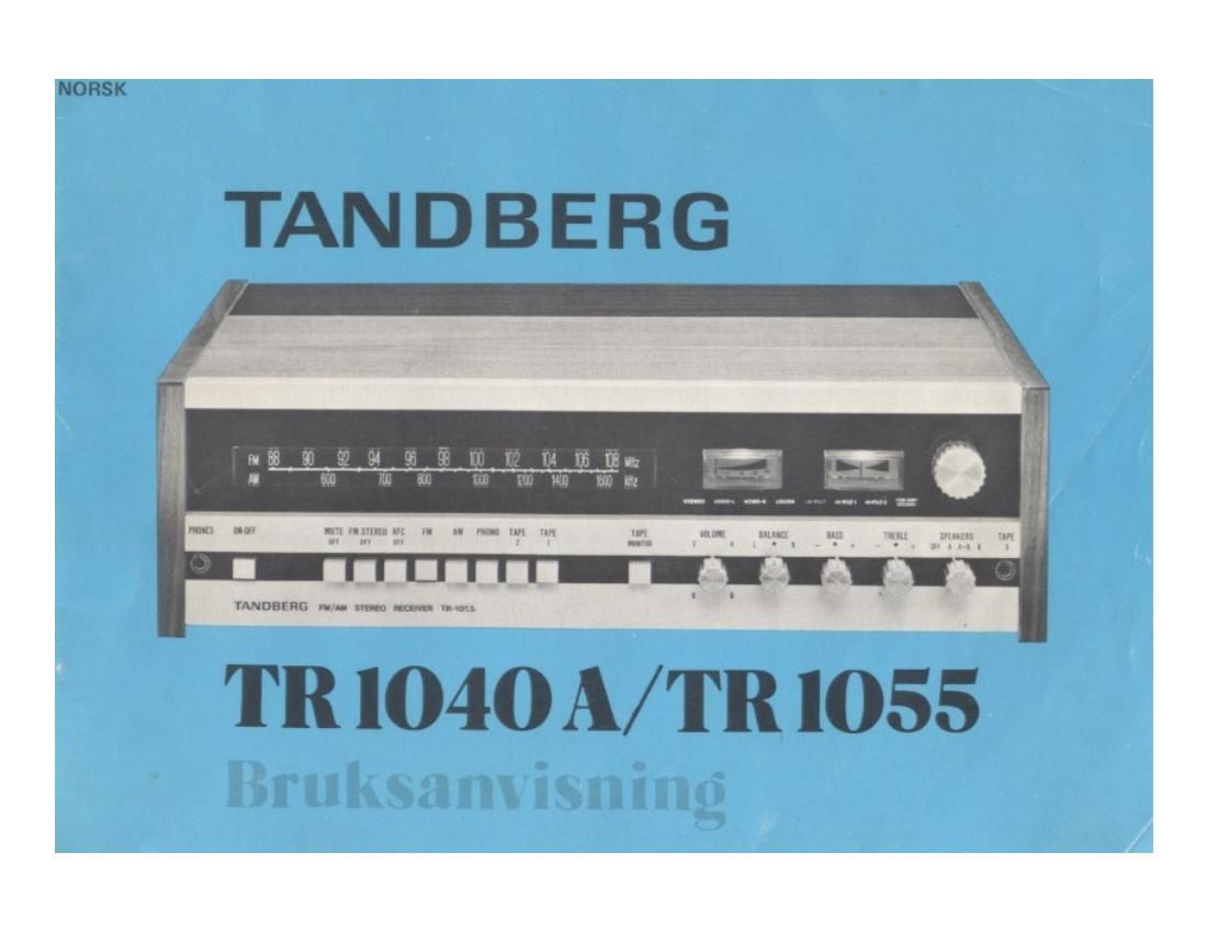 Tandberg TR 1040 A Owners Manual