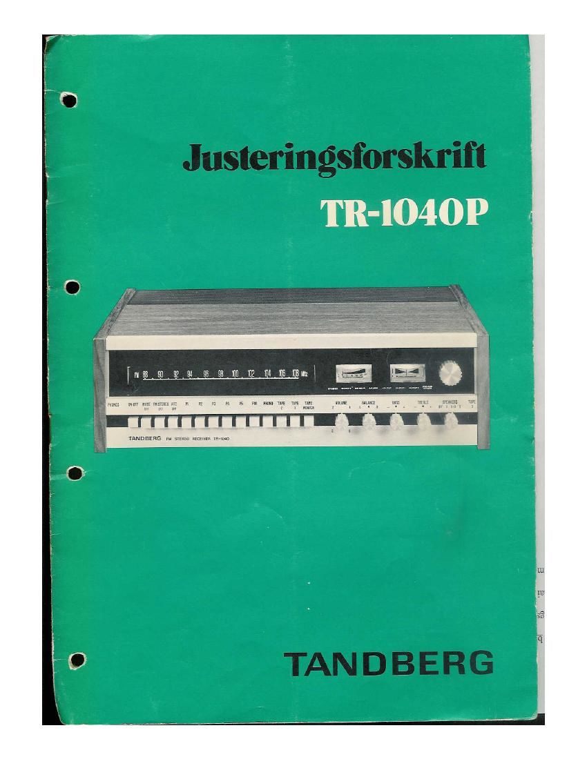 Tandberg TR 1040 P Service Manual