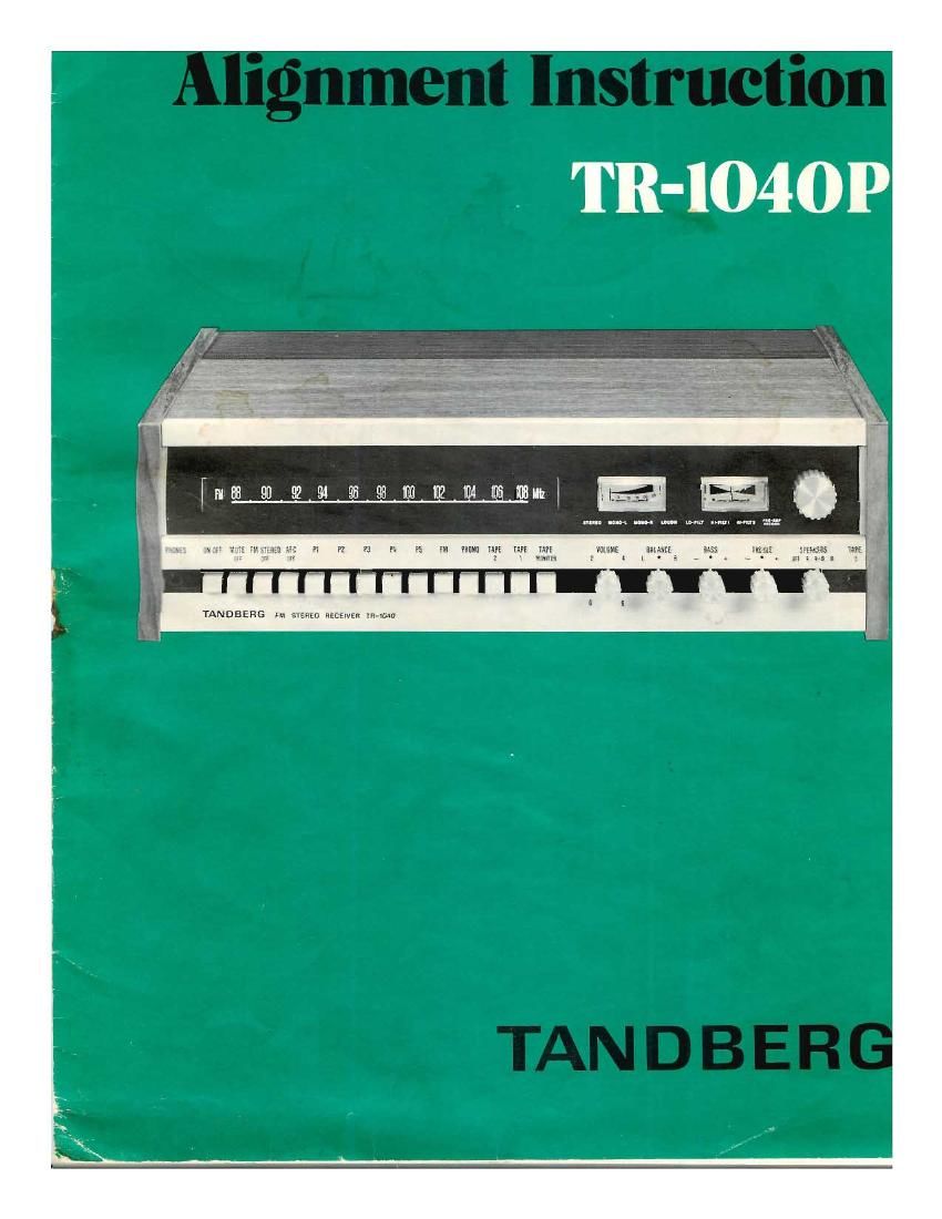Tandberg TR 1040 P Service Manual 2