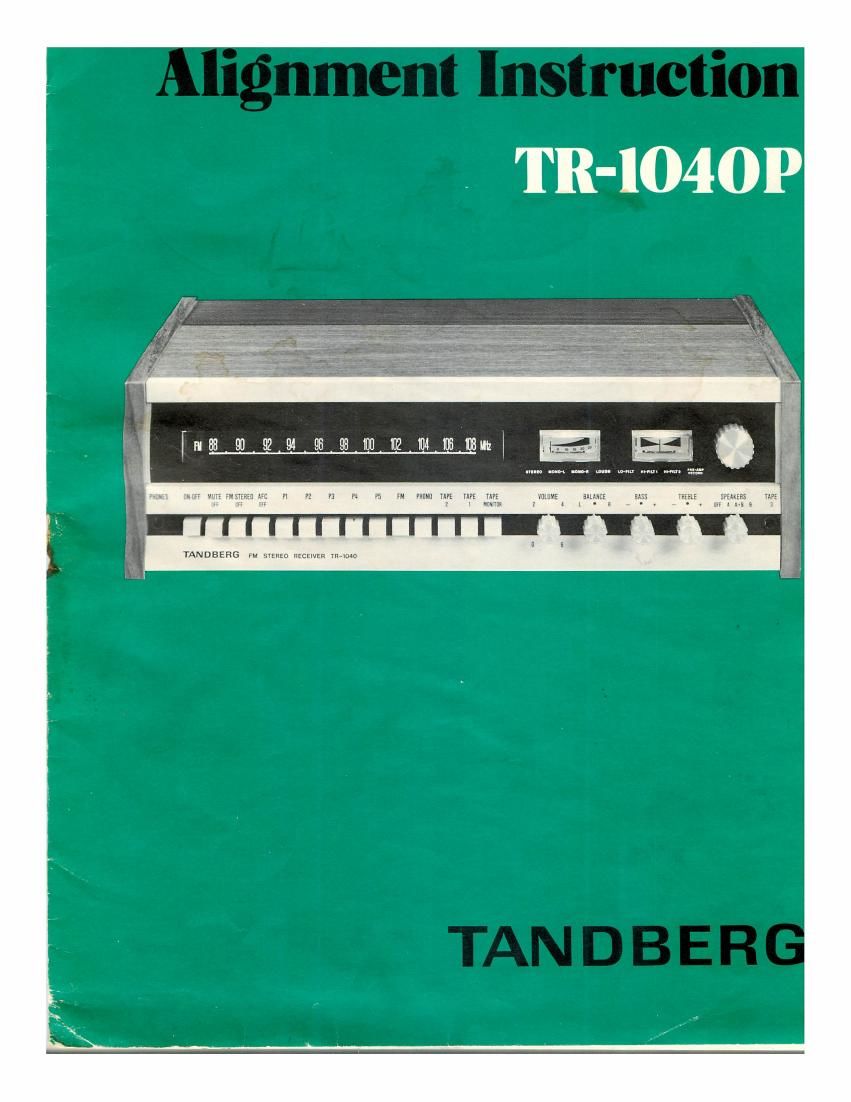 Tandberg TR 1040 Service Manual