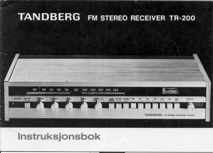 Tandberg TR 200 Owners Manual