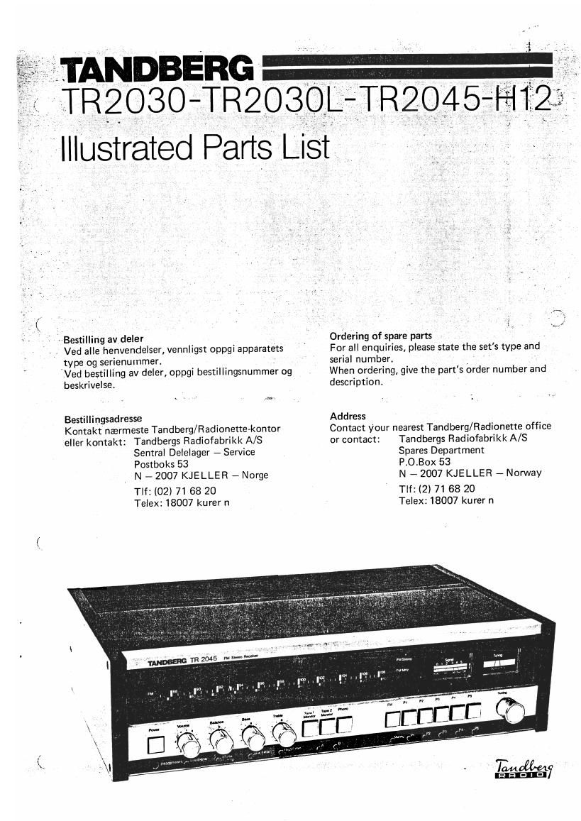 Tandberg TR 2030 L Service Manual