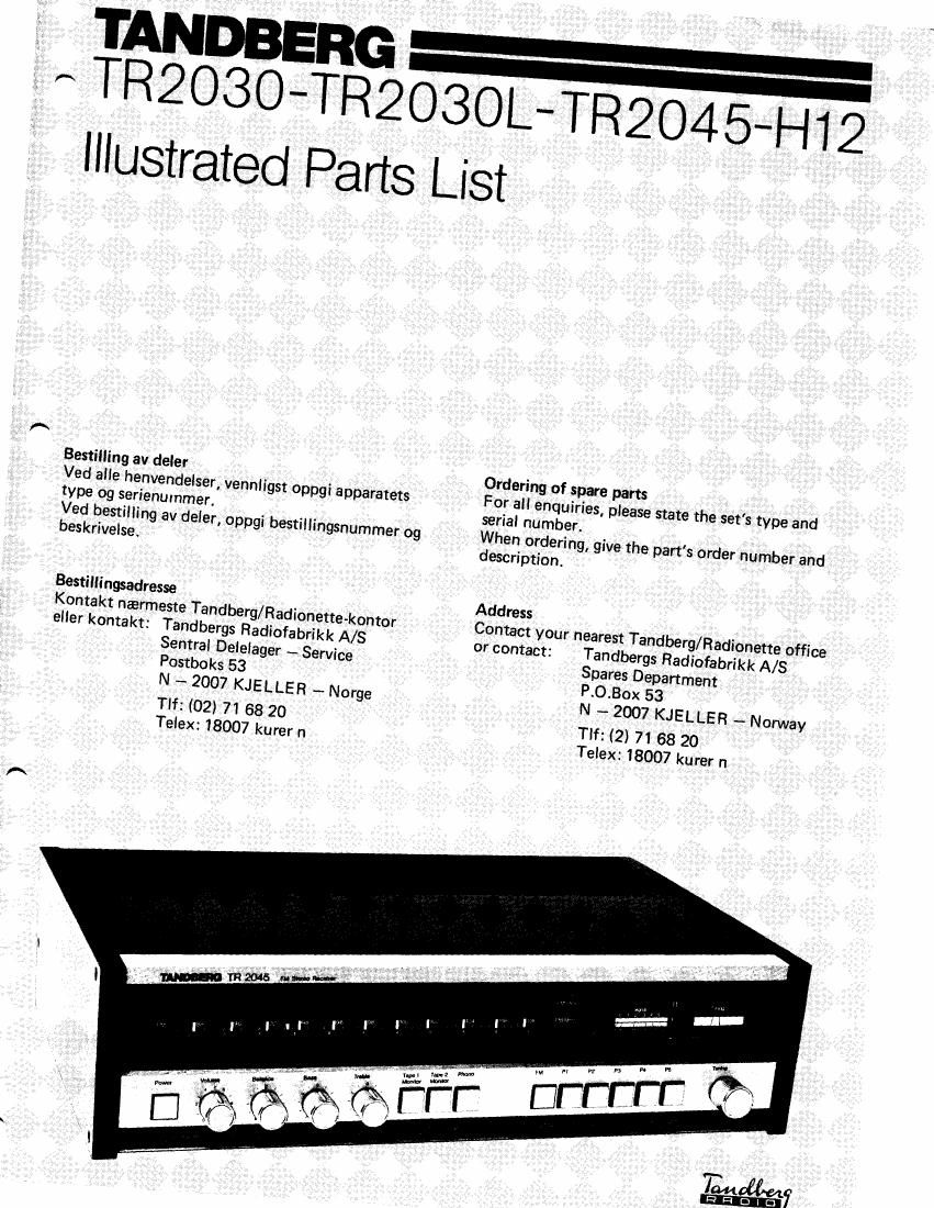 Tandberg TR 2045 Service Manual