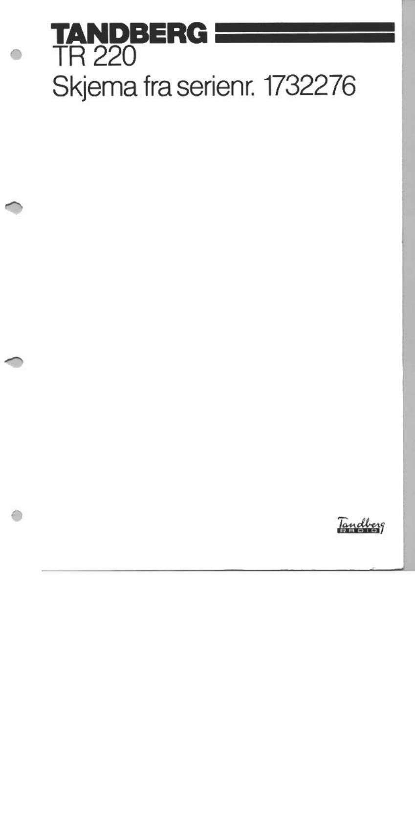 Tandberg TR 220 Schematic