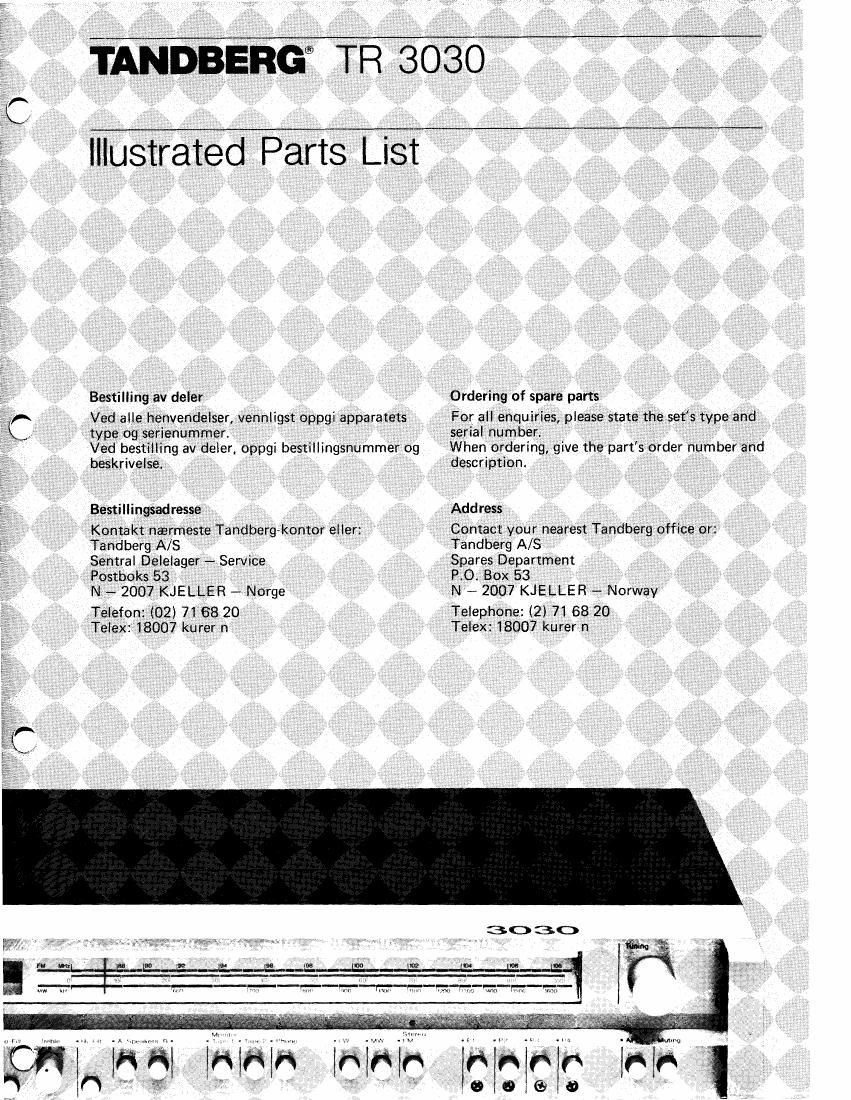 Tandberg TR 3030 Service Manual 2