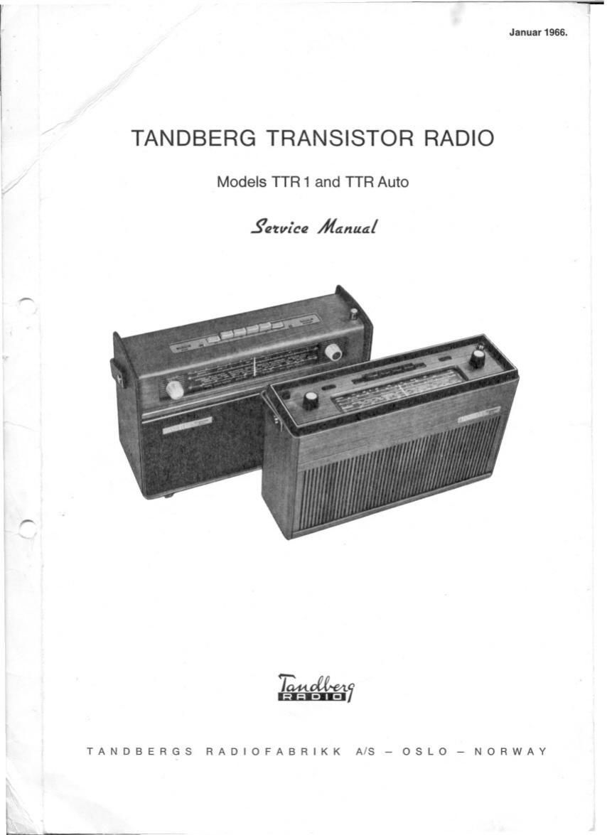 Tandberg TTR 1 Service Manual