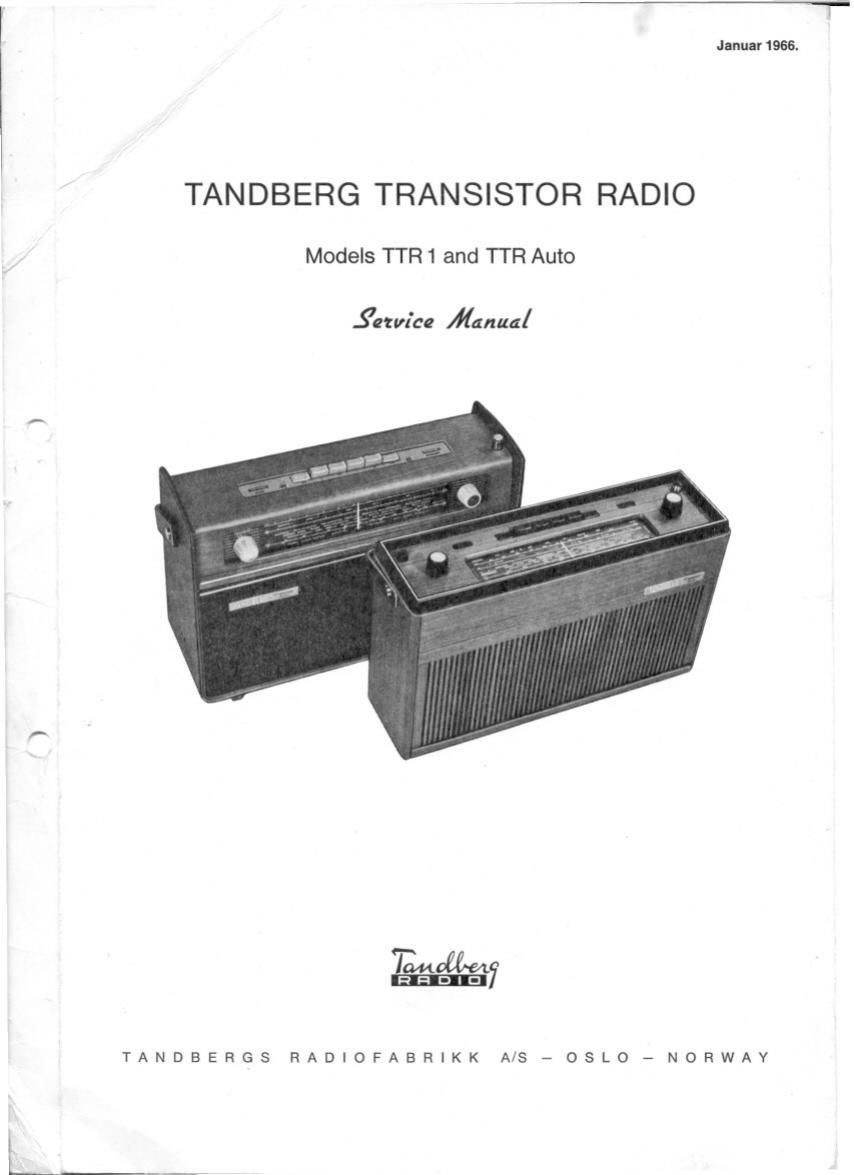 Tandberg TTR Auto Service Manual