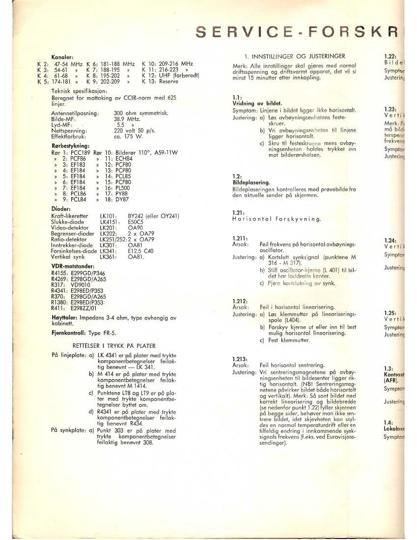 Tandberg TV 3 Service 1962 Service Manual