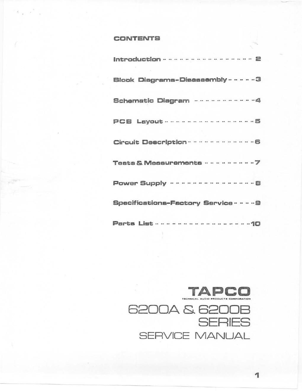 tapco 6200 a service manual