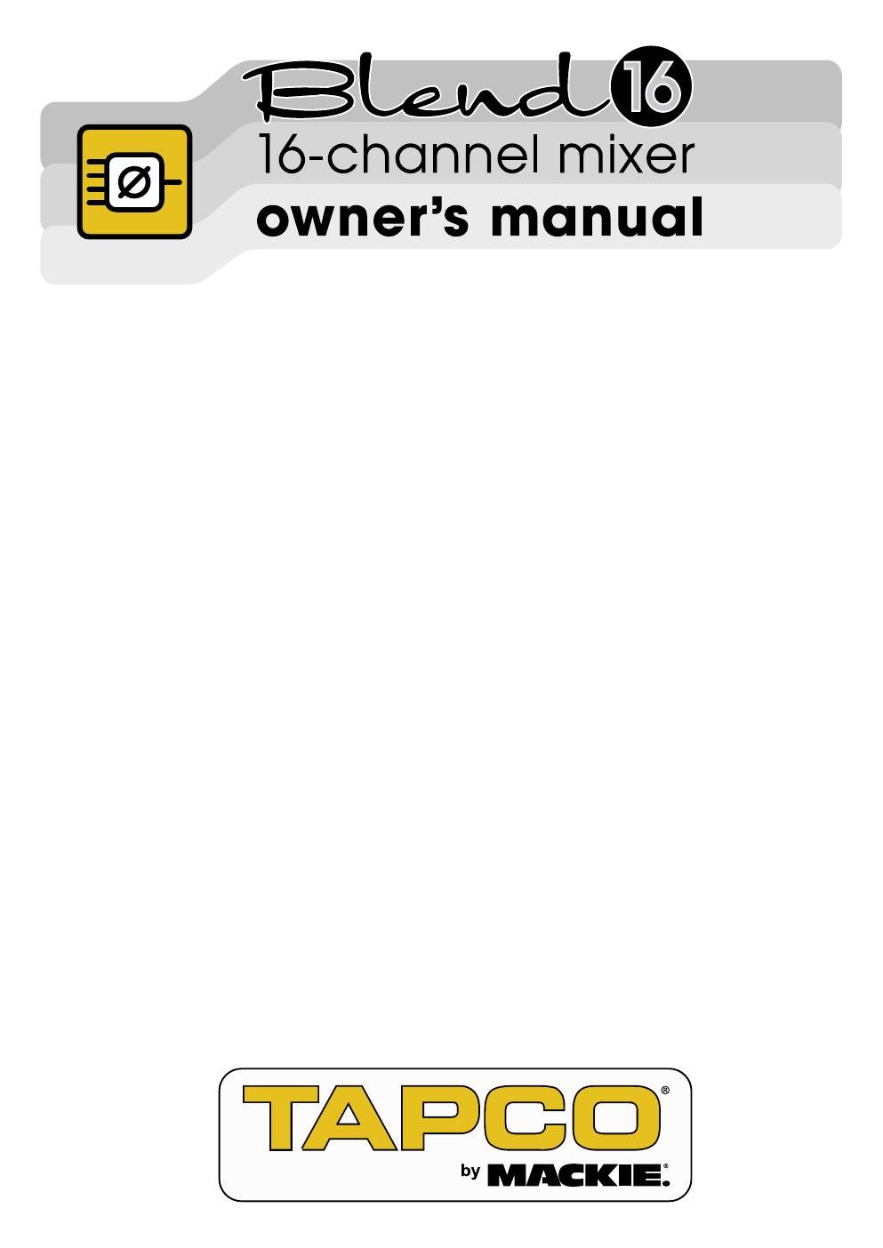 tapco blend 16 owners manual