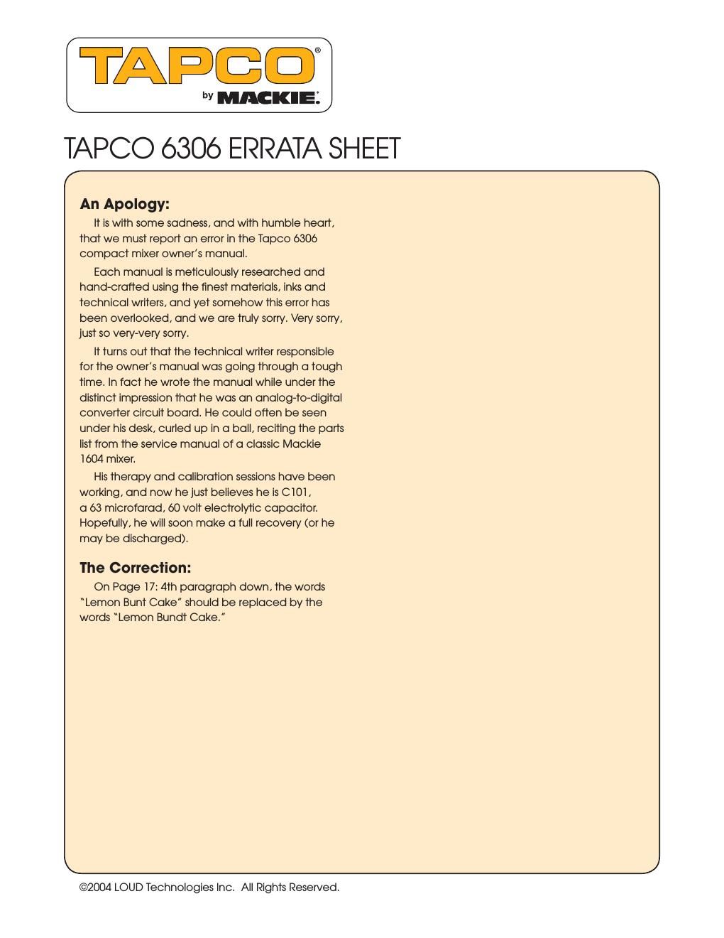 tapco blend 6 owners manual