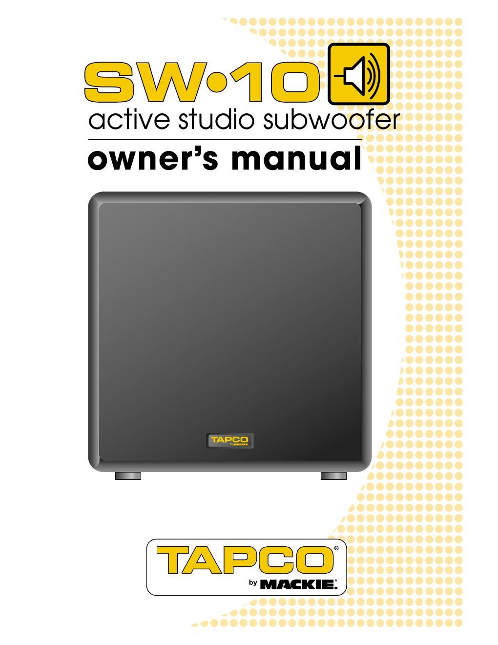 tapco sw 10 owners manual