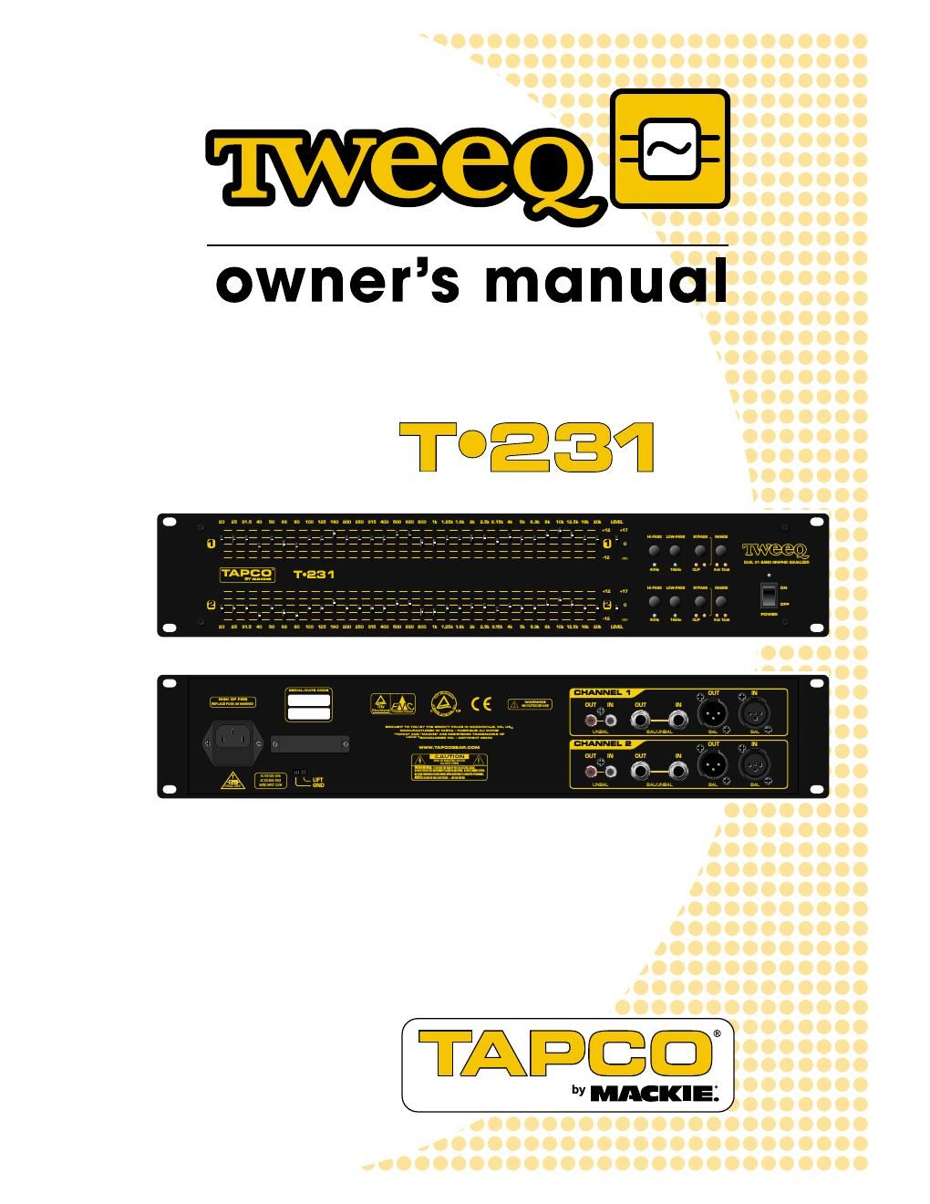 tapco t 231 owners manual