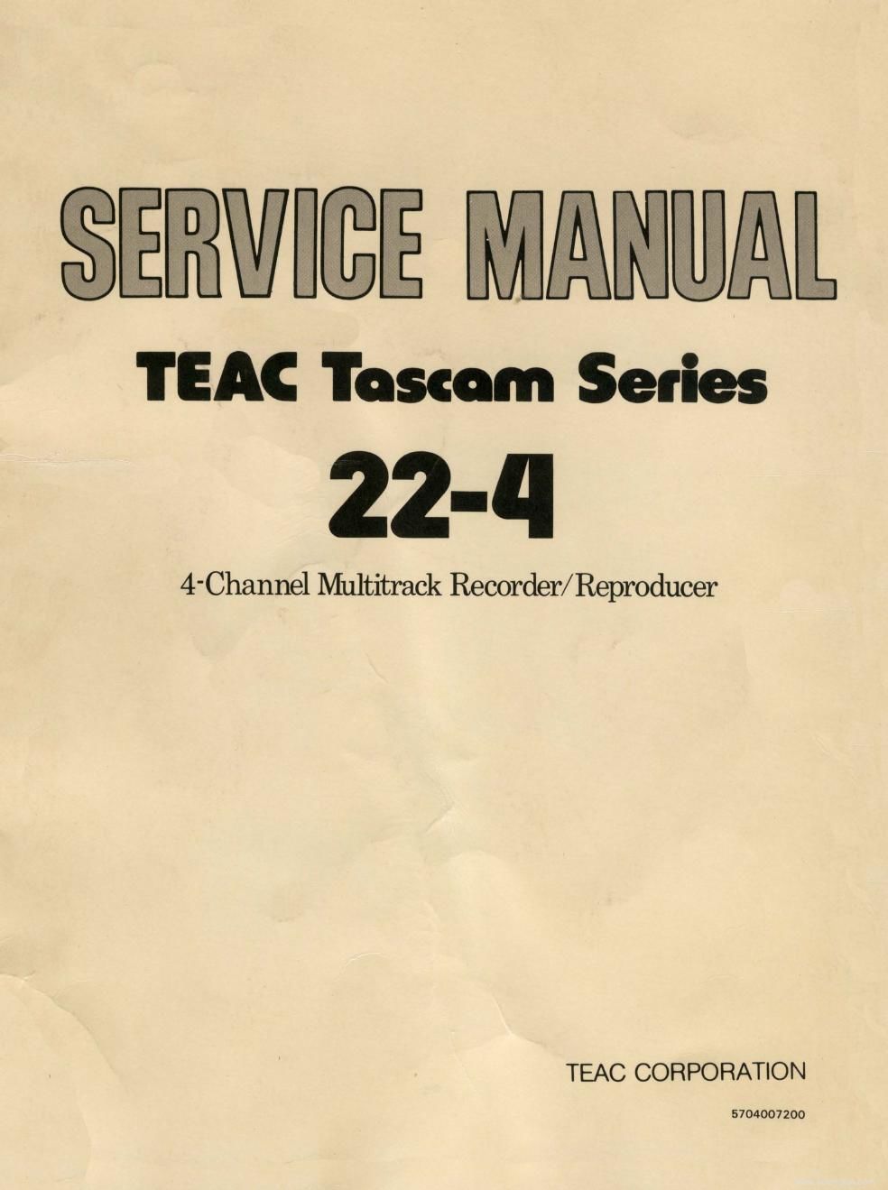 Tascam 22 4 Tape Deck Service Manual