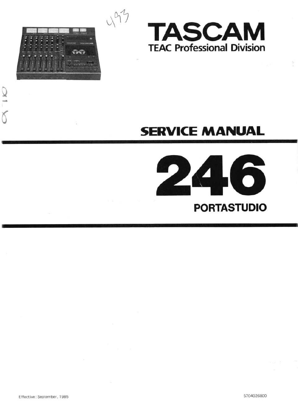 Tascam 246 Portastudio Service Manual