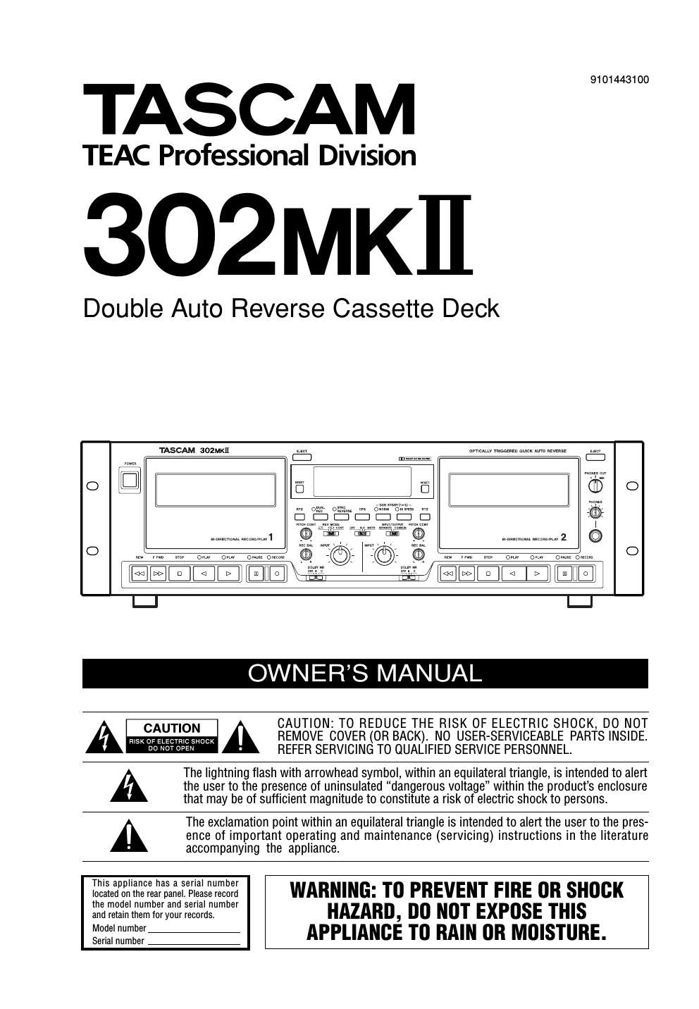 Tascam 302MKII Owners Manual