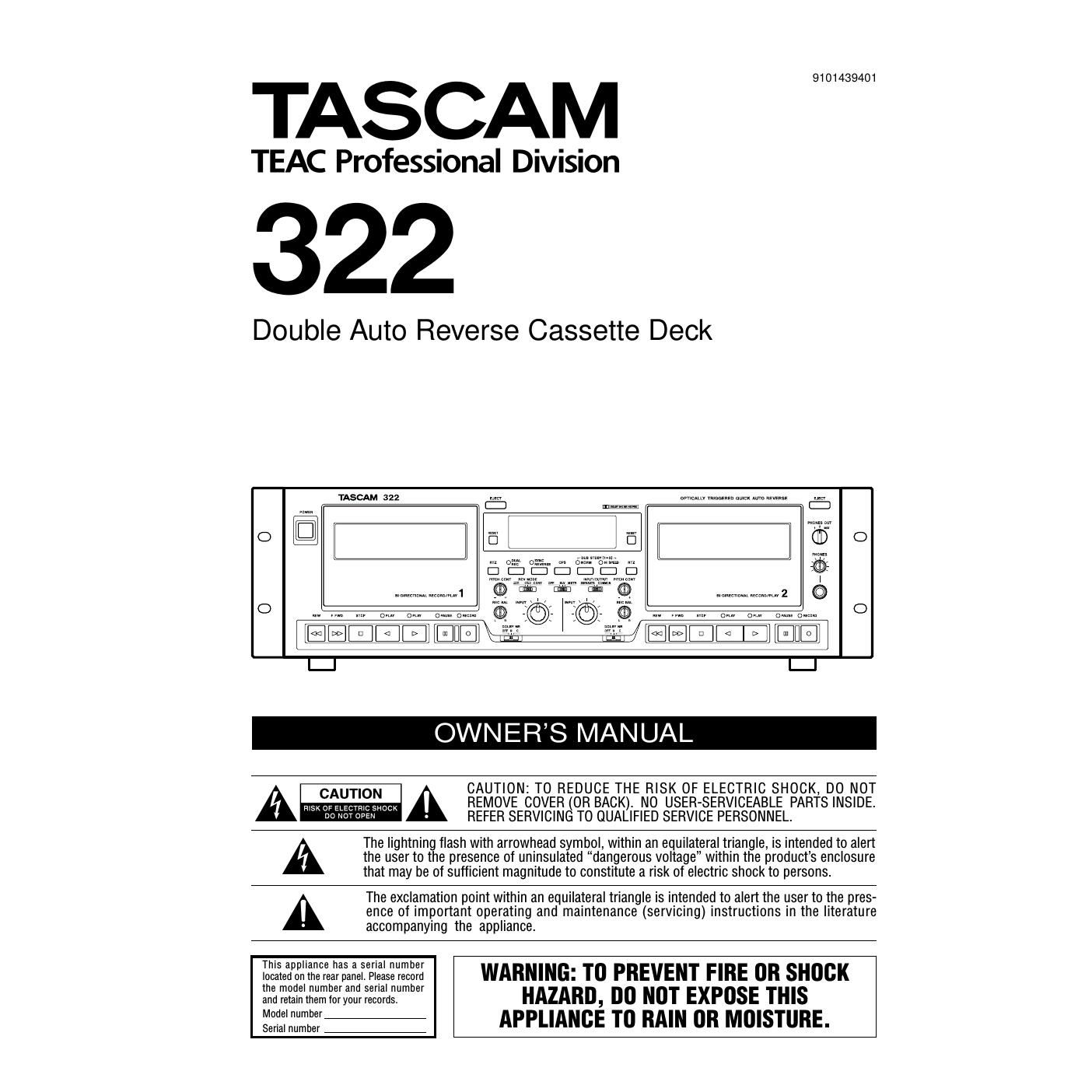 Tascam 322 Owners Manual