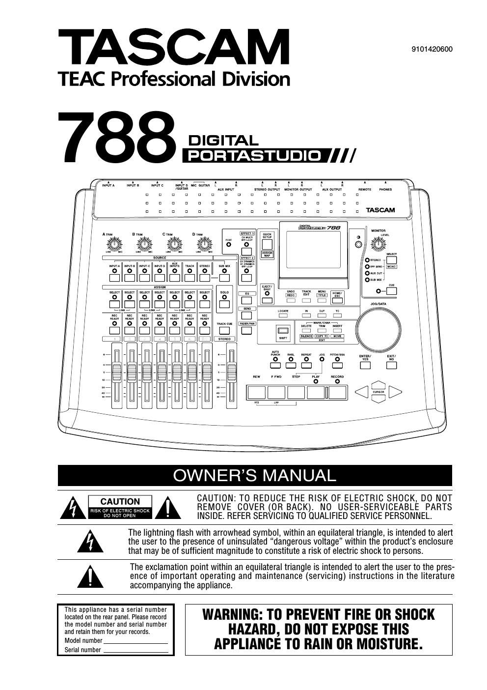 Tascam 788 Owners Manual