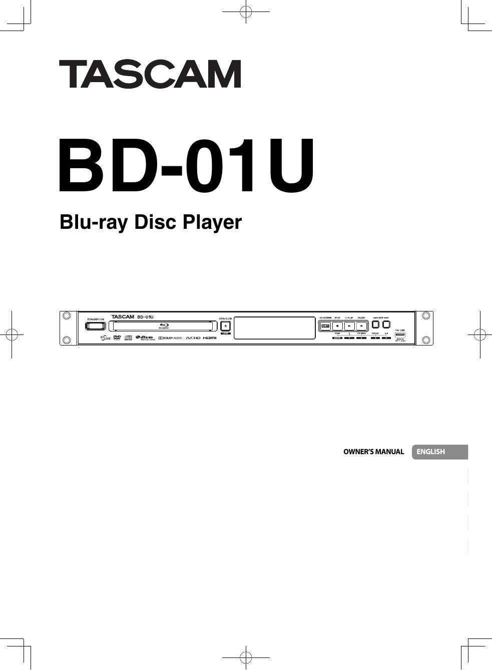 Tascam BD 01U Owners Manual