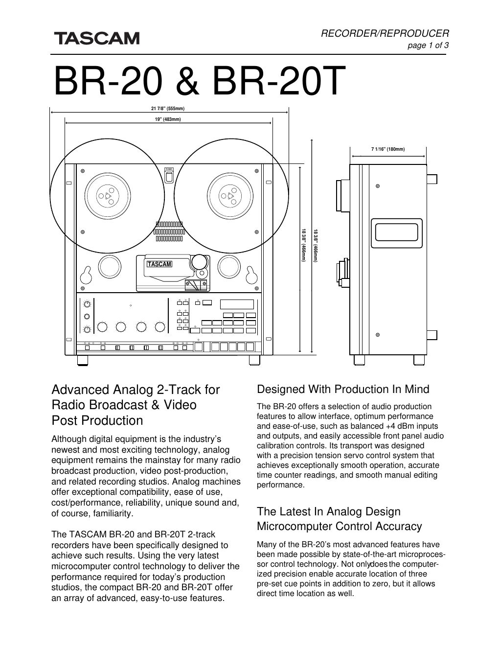 tascam BR 20 BR 20 T faxback
