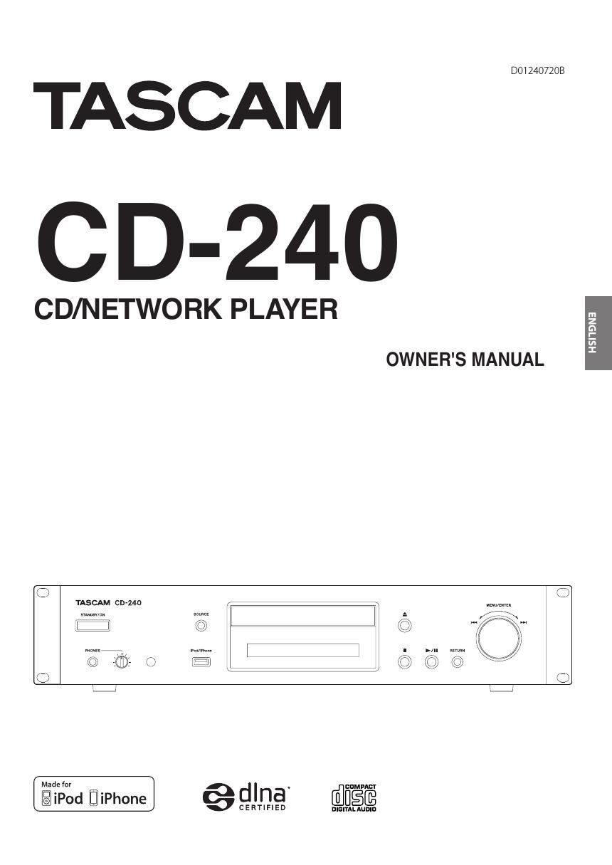 Tascam CD 240 Owners Manual