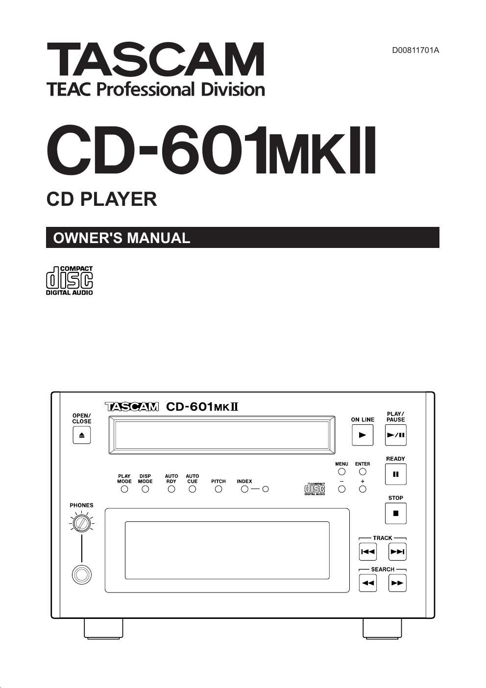 Tascam CD 601 Mk2 Owners Manual