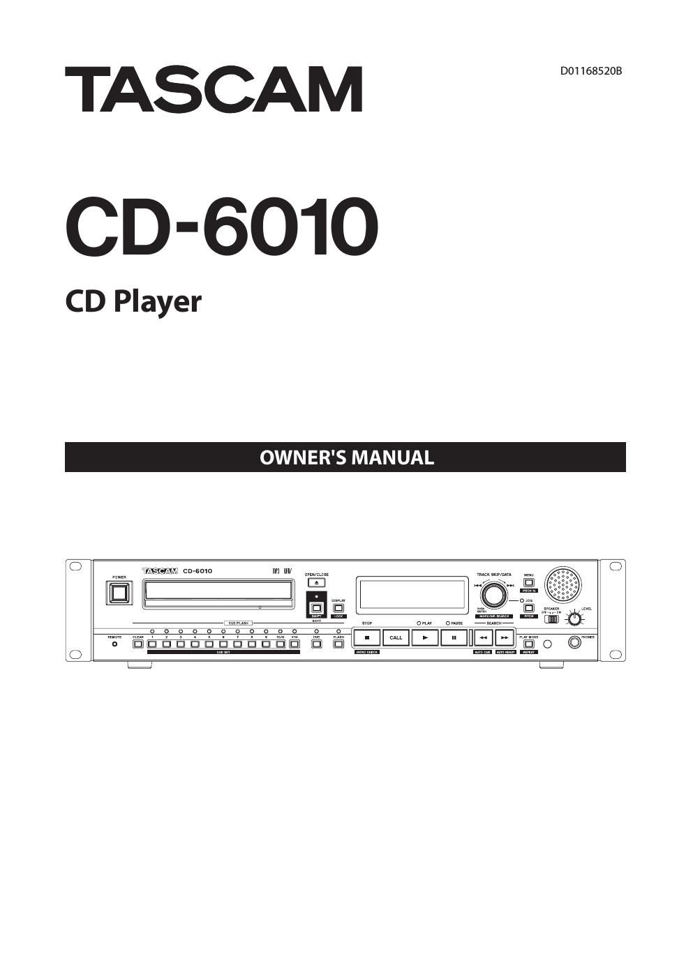 Tascam CD 6010 Owners Manual