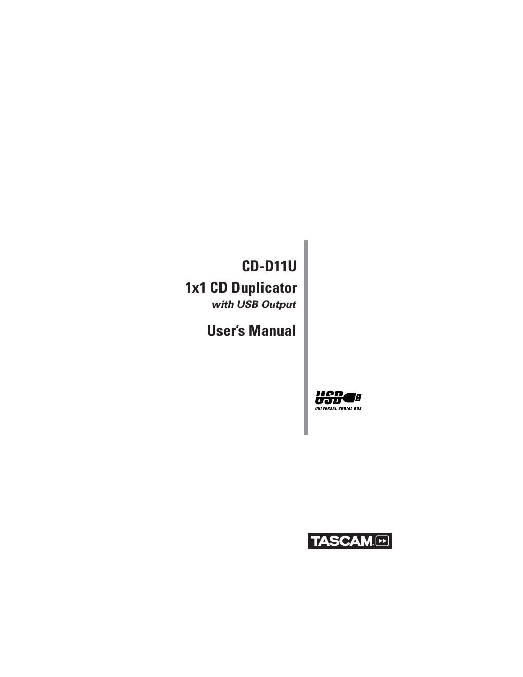 Tascam CD D11U Owners Manual