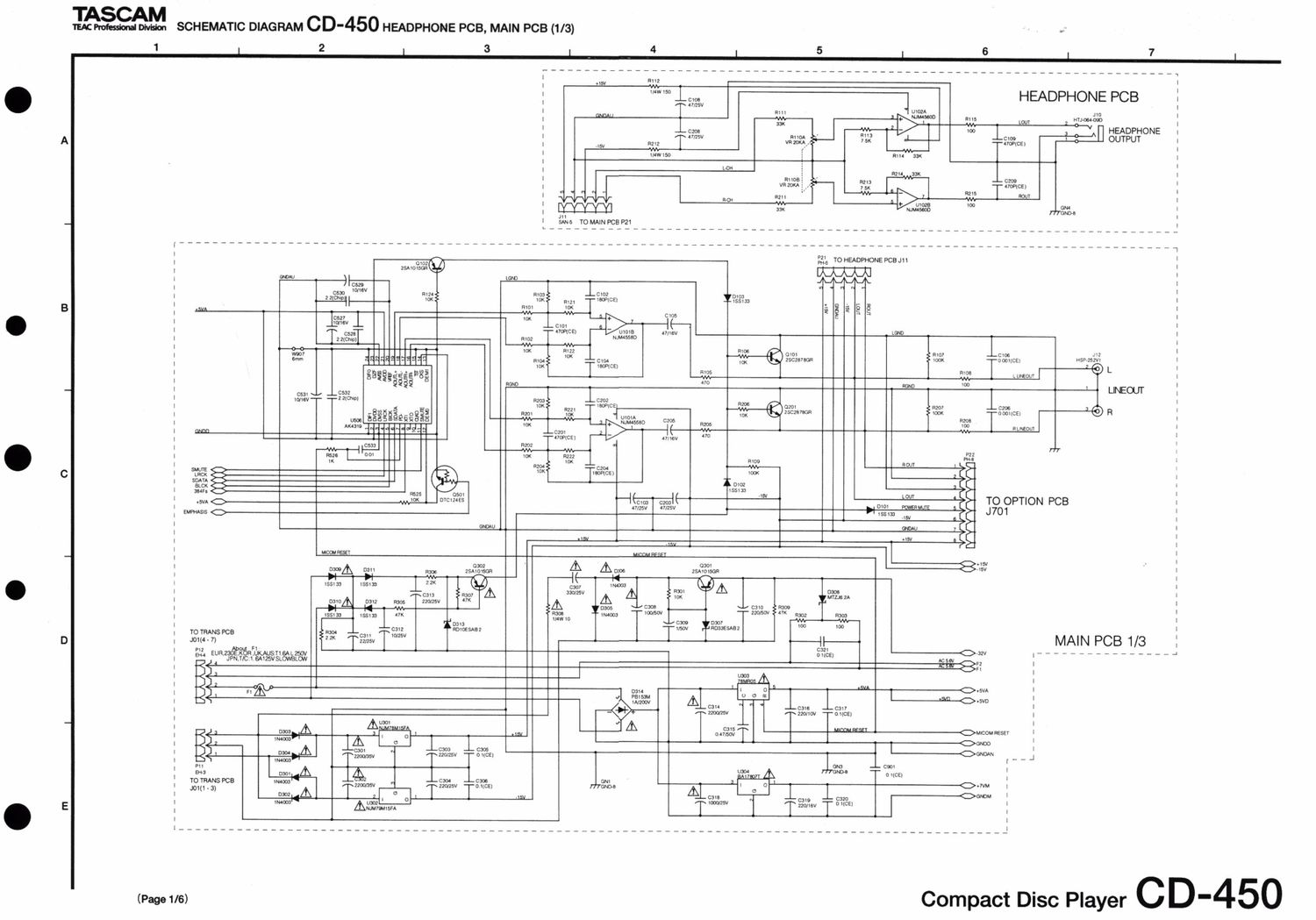 tascam cd 450 schematic