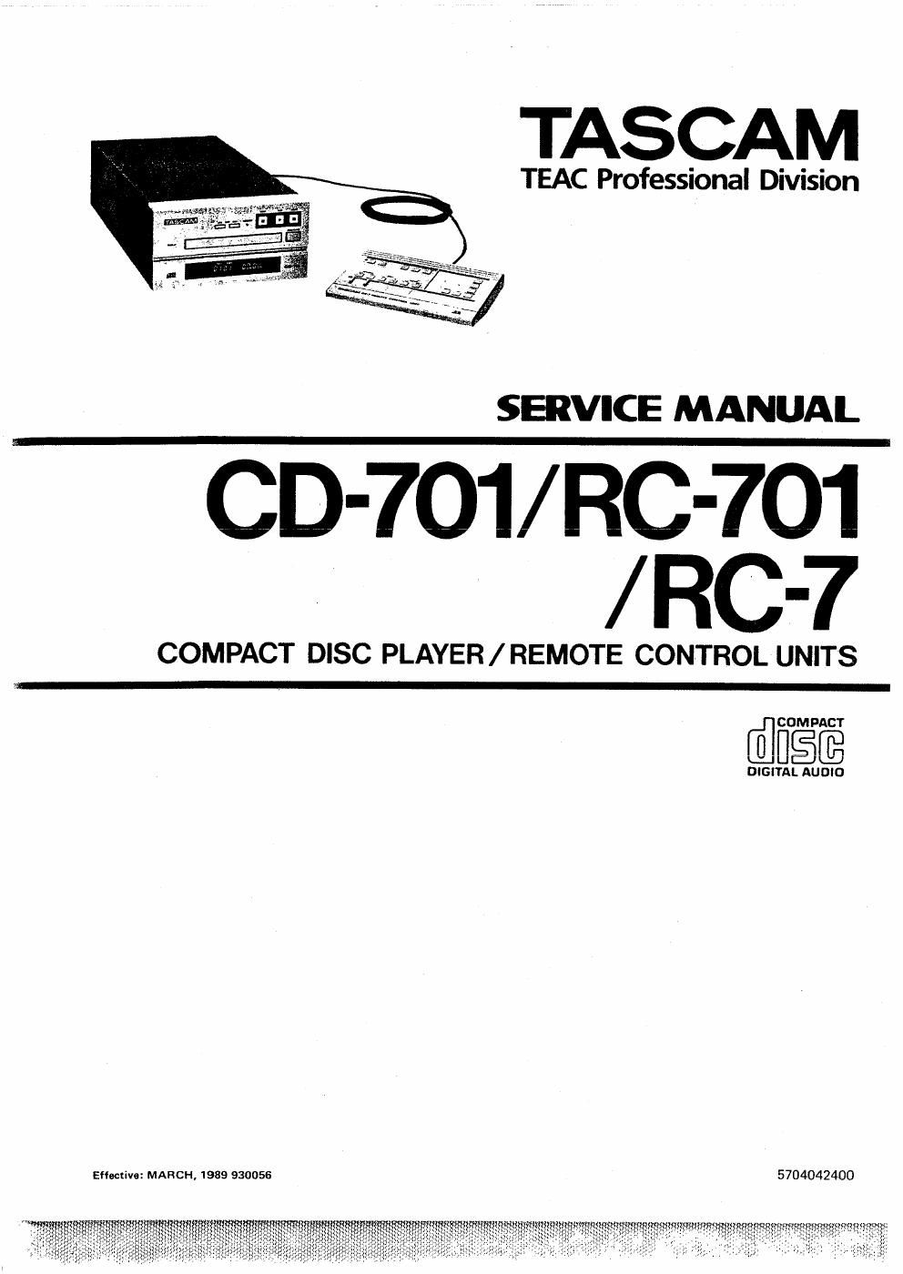 tascam cd 701 service manual