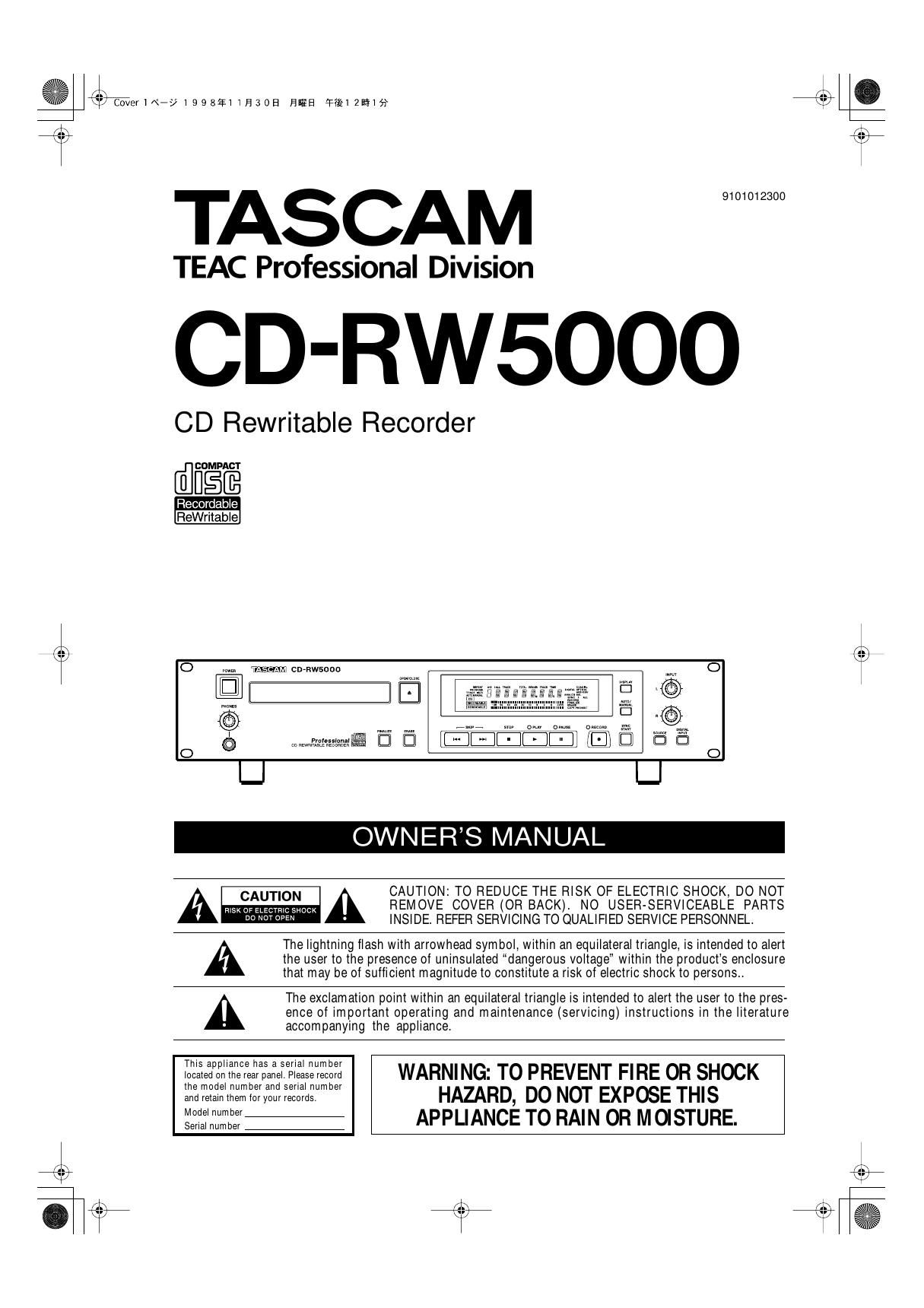 tascam cd rw 5000 owners manual