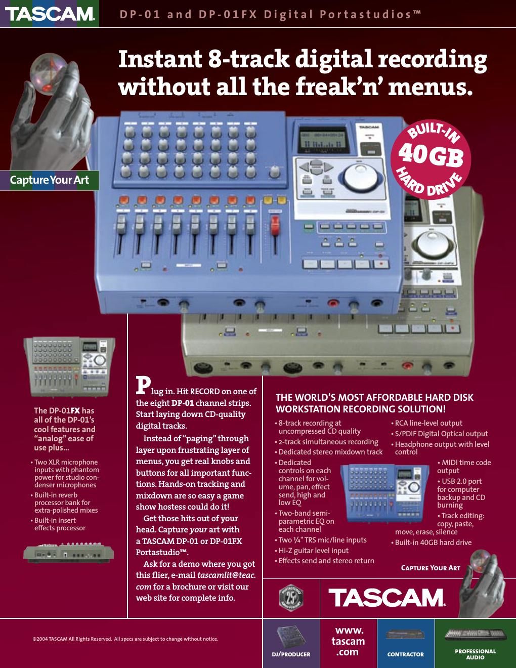 tascam dp 01 brochure