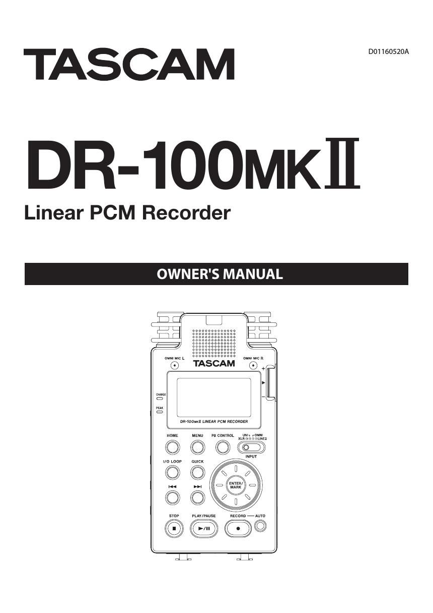 Tascam DR 100 MkII Owners Manual