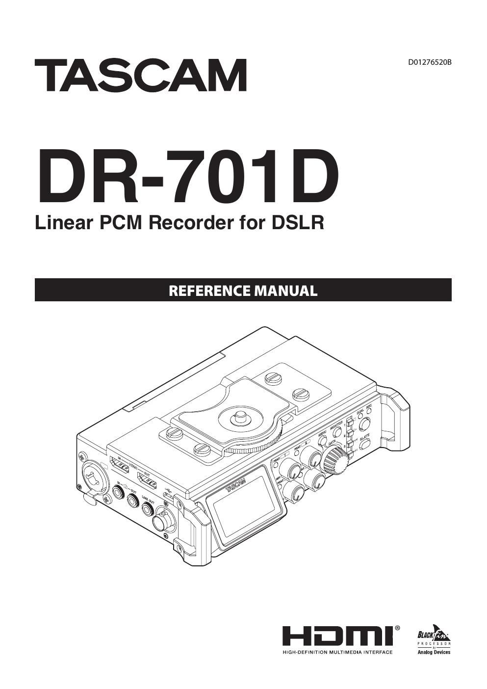 Tascam DR 701D Owners Manual