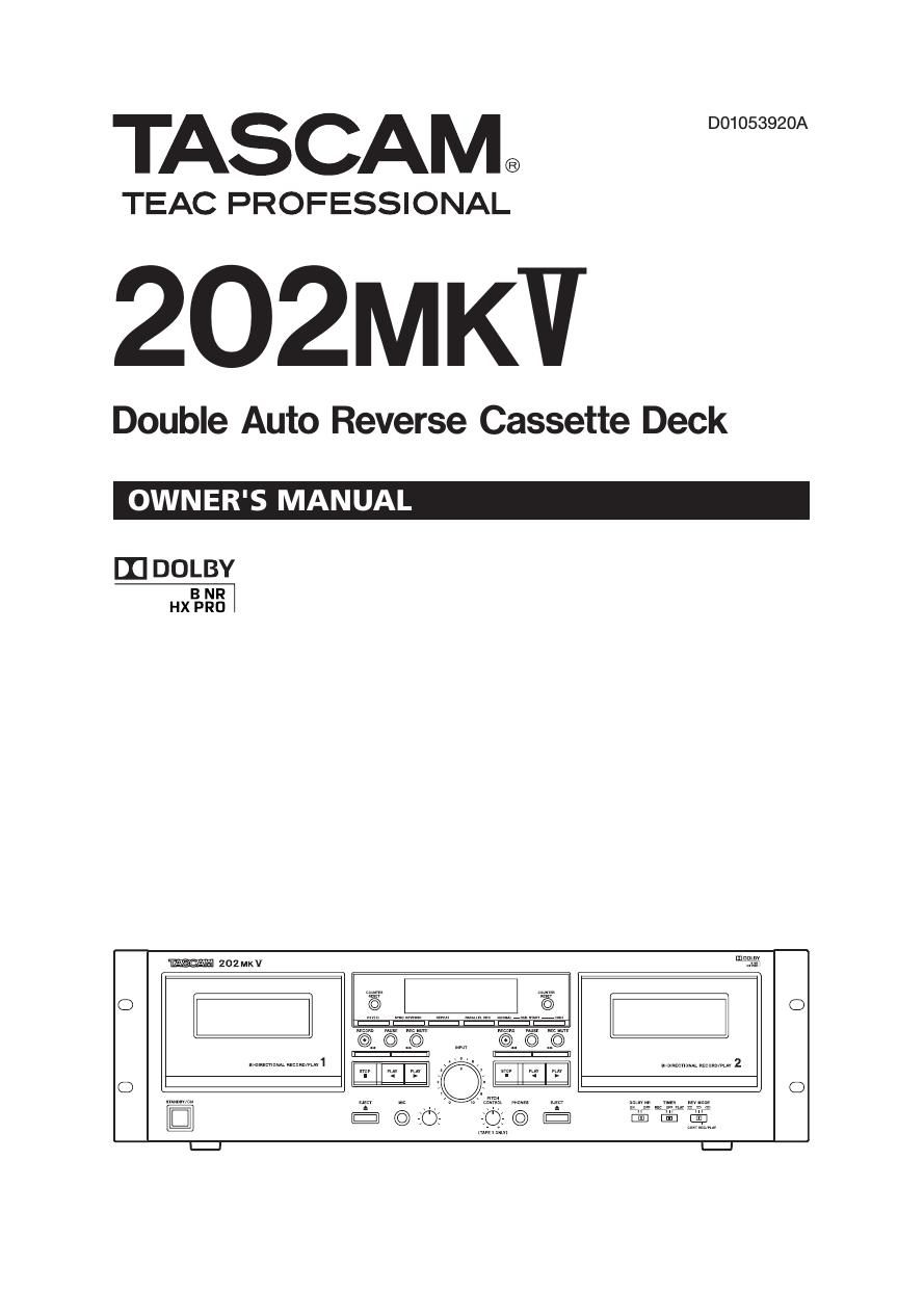 Tascam E 202 Mk5 Owners Manual
