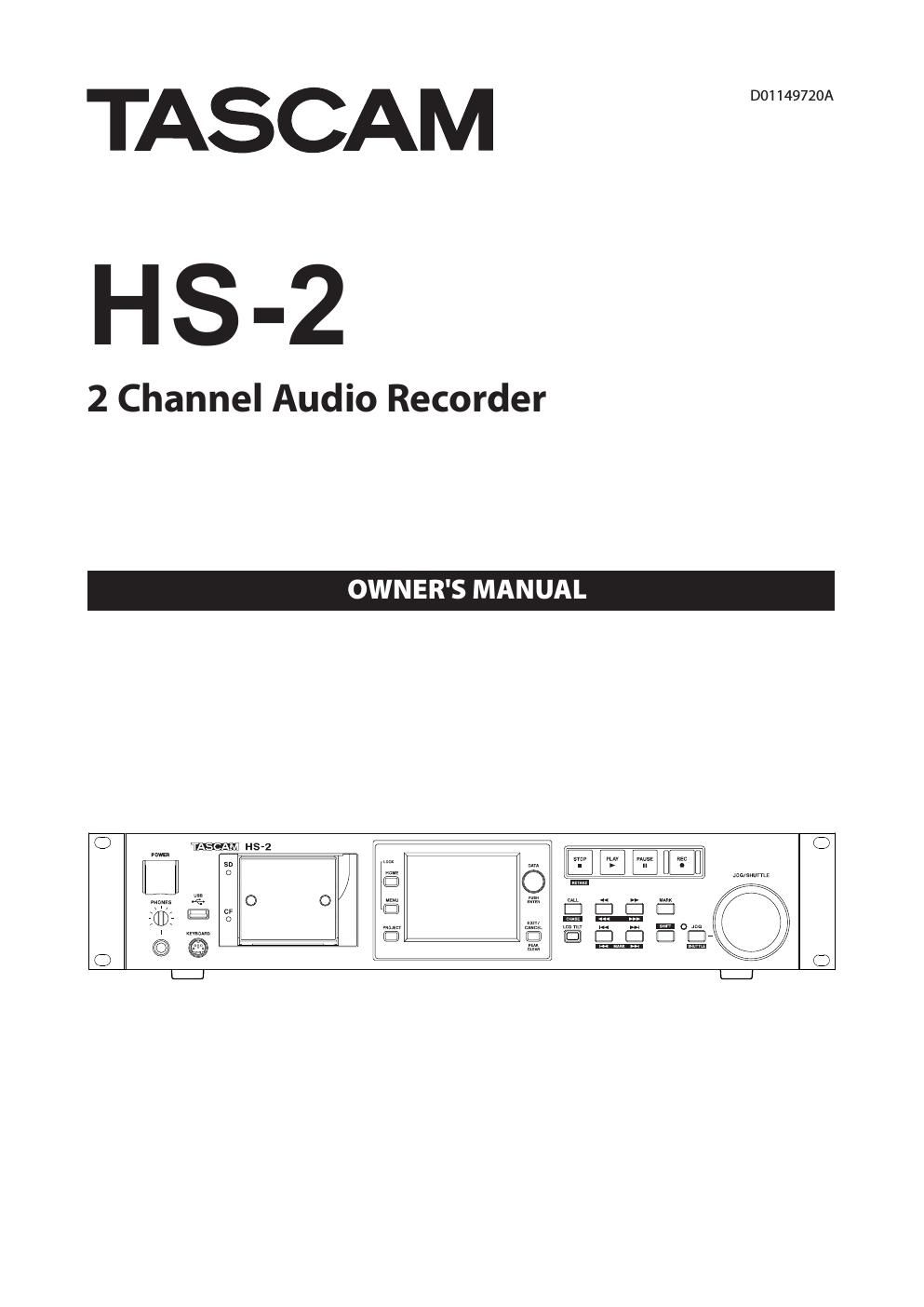 Tascam HS 2 Owners Manual
