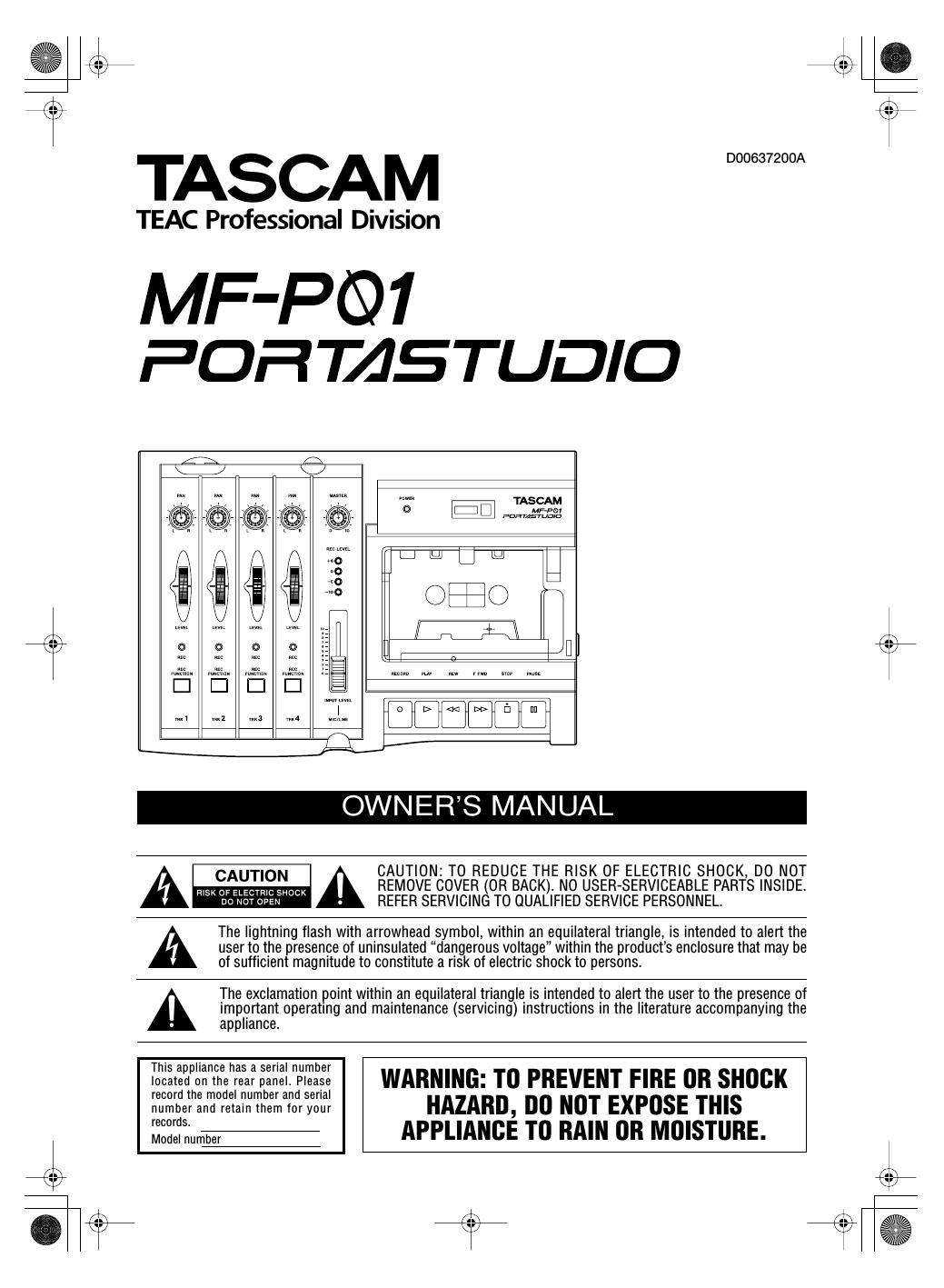 Tascam MF P01 Owners Manual