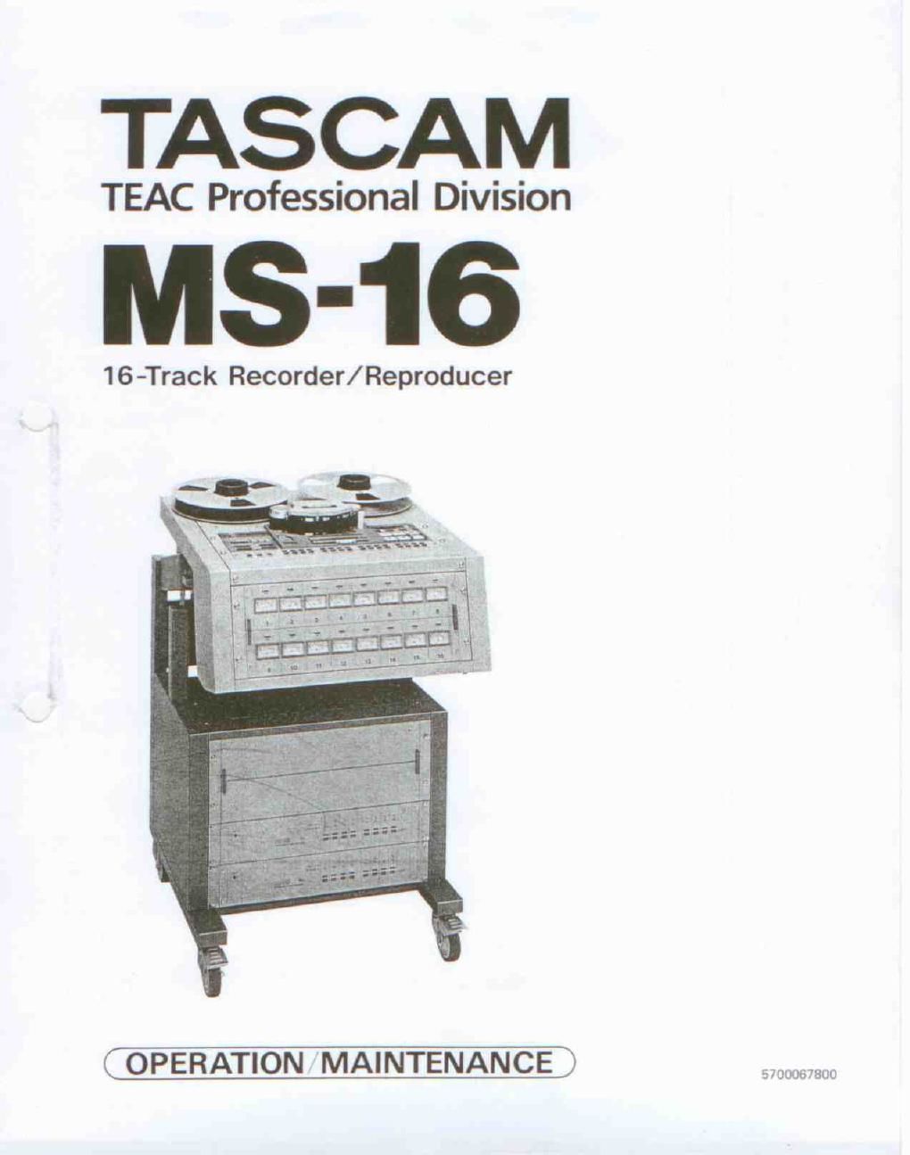 Tascam MS 16 Operating Service Manual