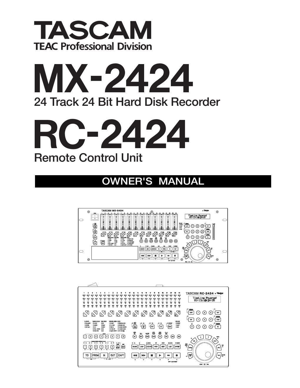 Tascam RC 2424 Owners Manual